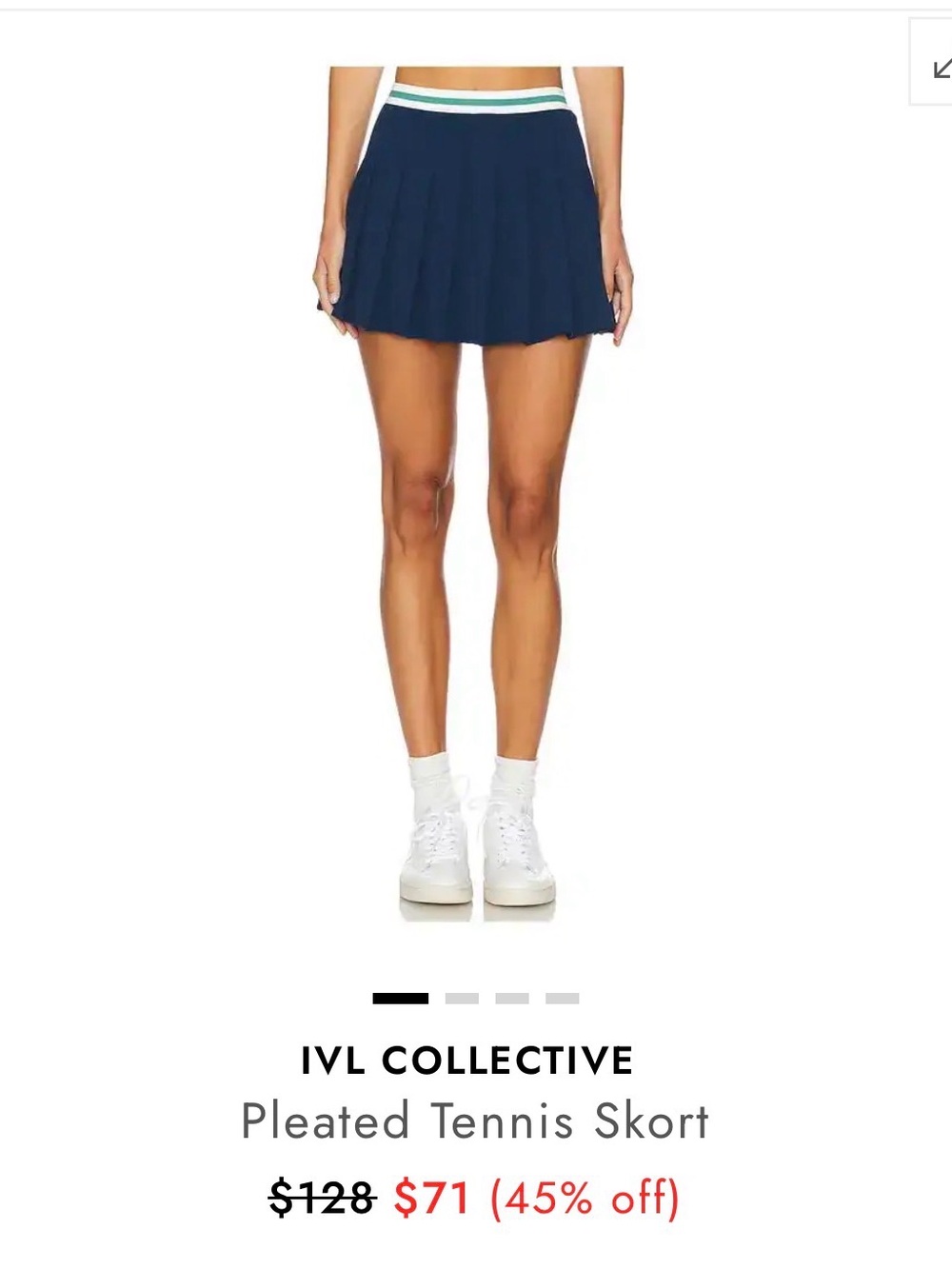 NWOT IVL Collective Navy Pleated Tennis Skort with Striped Waistband Sz 10